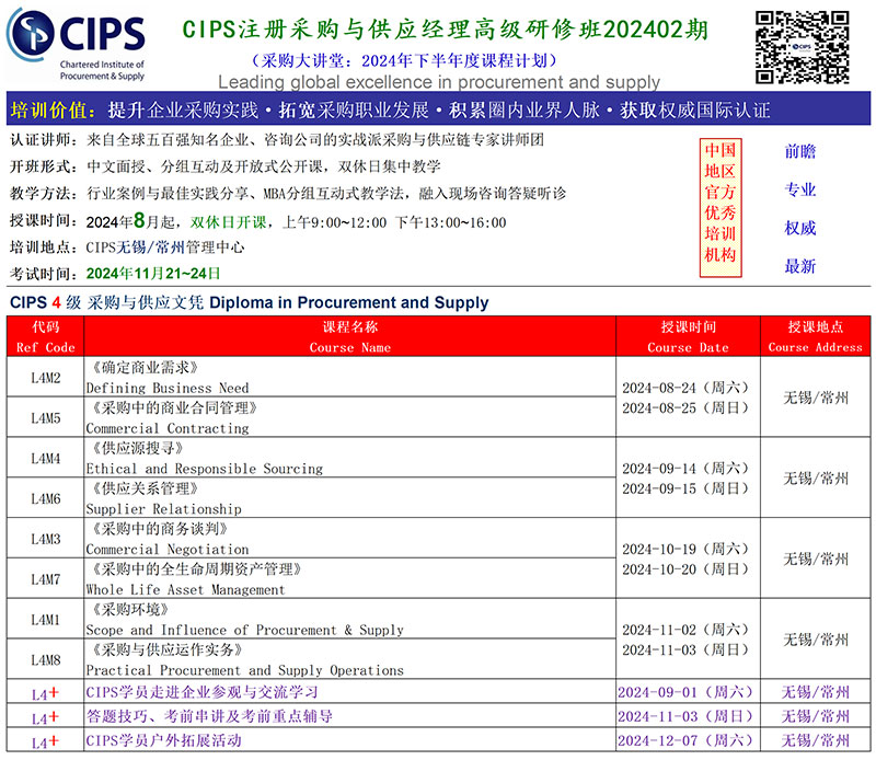 无锡、常州CIPS认证培训2024年下半年课程�?.jpg